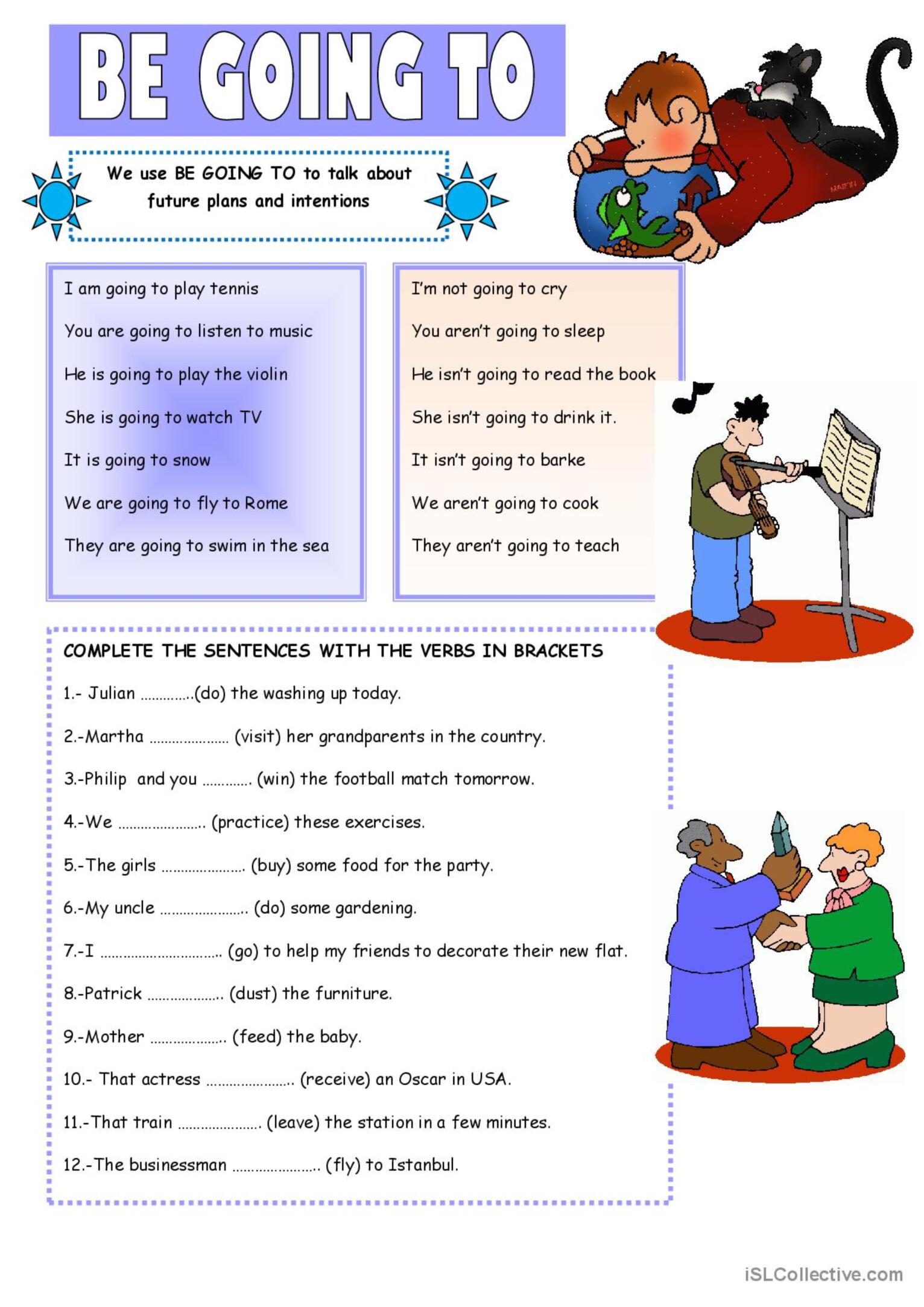 BE GOING TO - Future Tense Exercise…: Español ELE Hojas De Trabajo Pdf & Doc