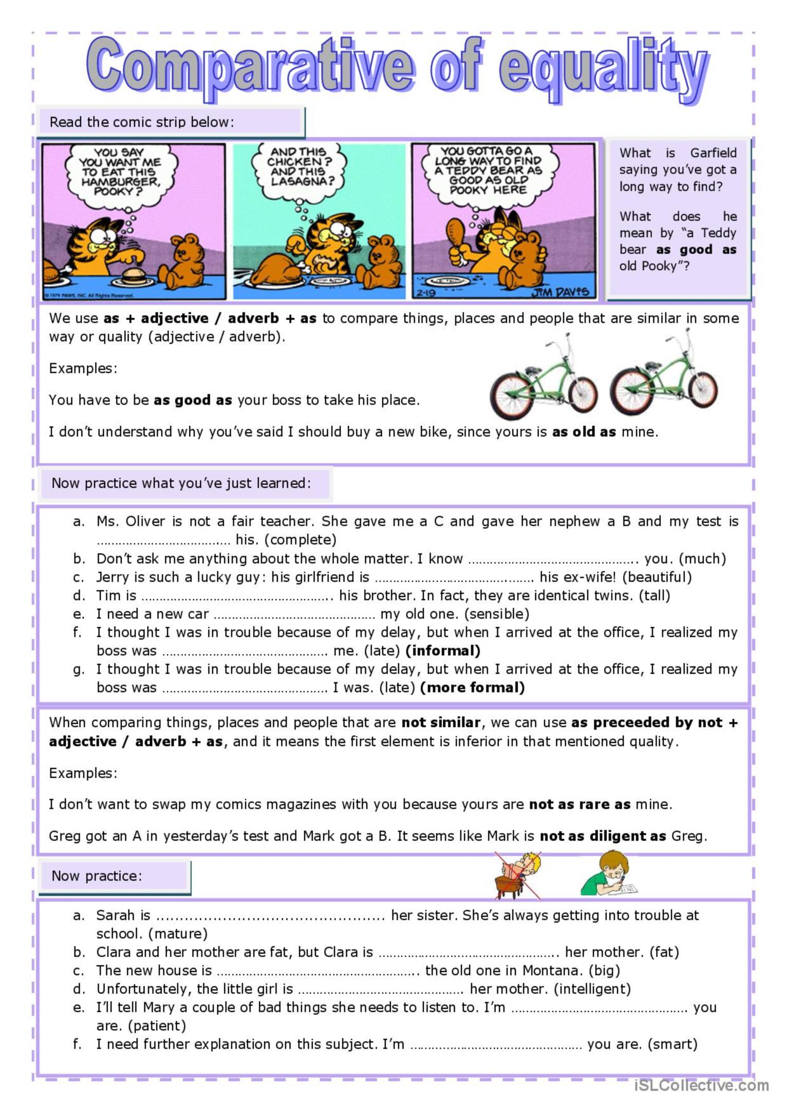Comparative Of Equality Exercises - LIBRAIN