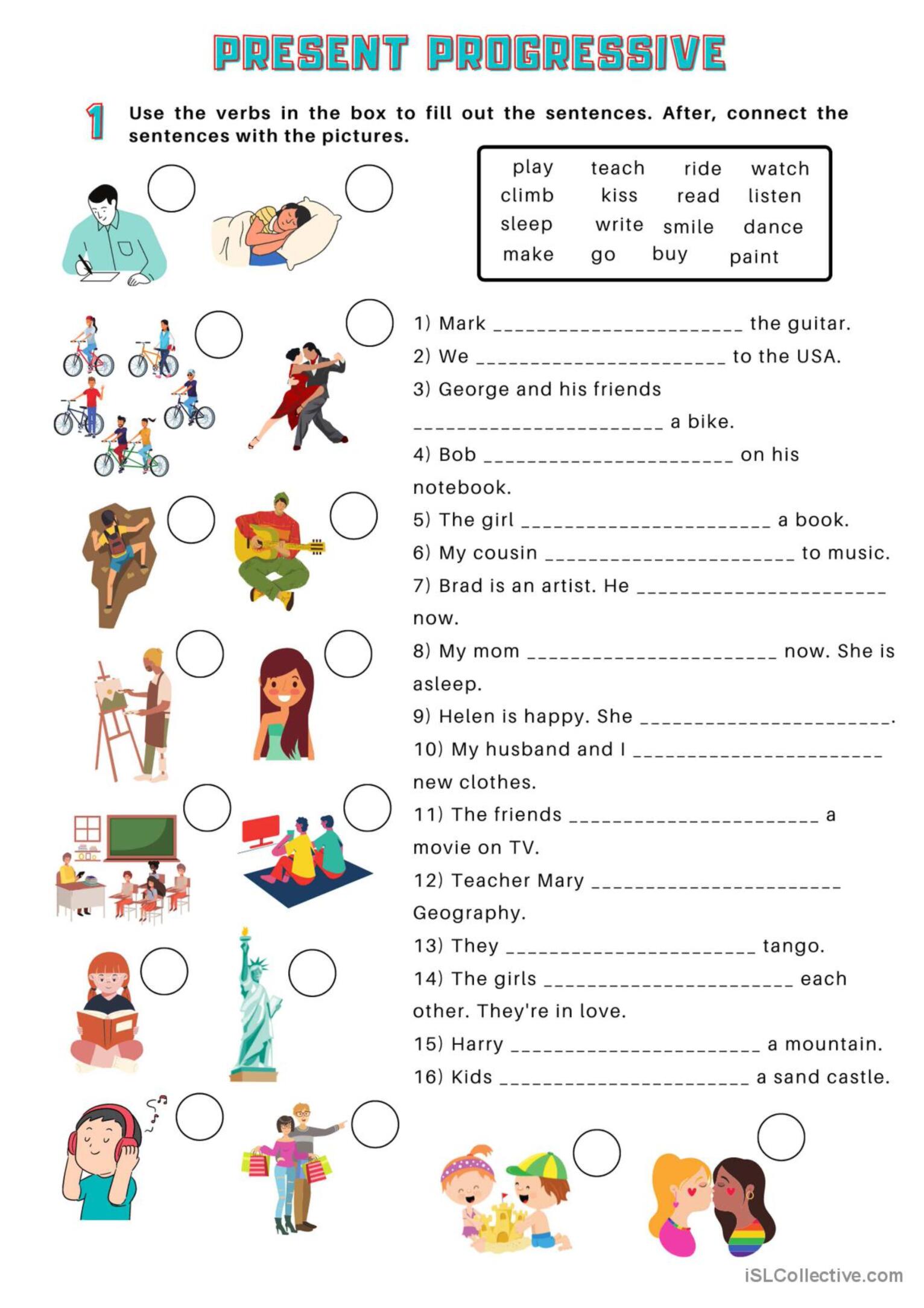 Present Progressive Worksheets Present Progressive Worksheet