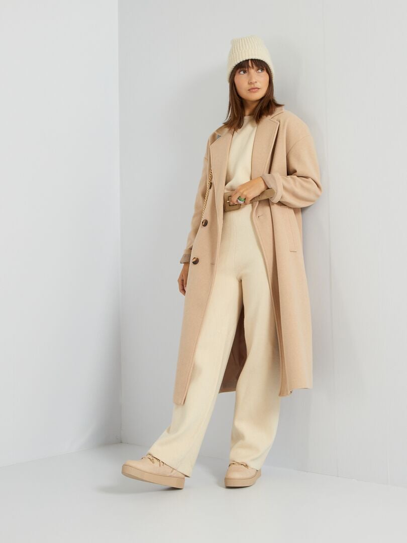 Manteau Uni Oversize à Double Boutonnage - Beige - Kiabi - 40.00€