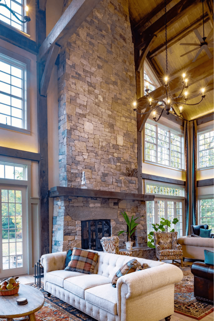 Living Rooms With Stone Fireplaces