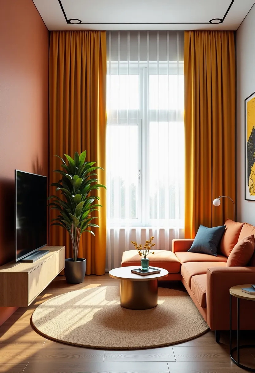 Eclectic Living Room: Rust, Terra Cotta & Mustard Magic