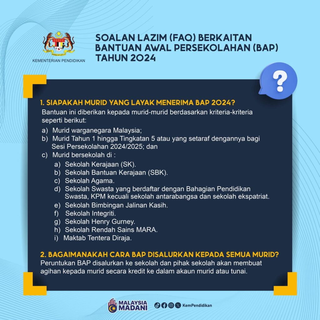 Bantuan Awal Persekolahan (BAP) 2023 RM150 Seorang