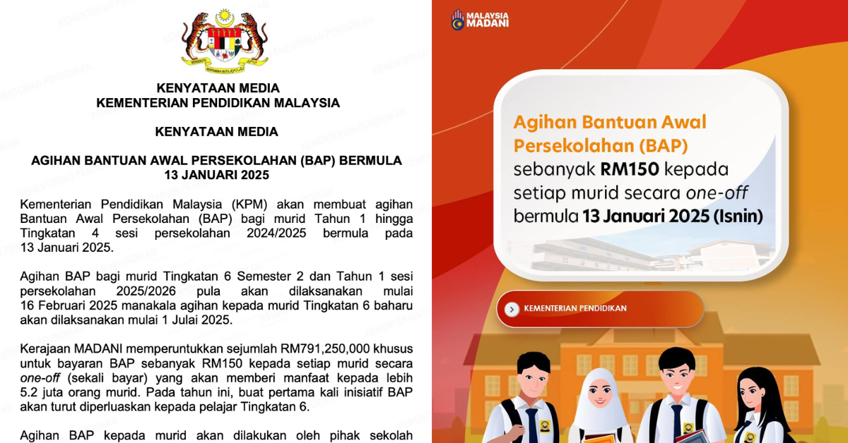 Bantuan Awal Persekolahan (BAP) 2023 RM150 Seorang