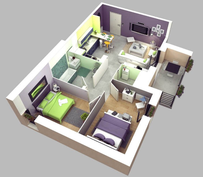 Denah Rumah 2 Lantai Model 2018: Denah Rumah 2 Lantai 5 Kamar Tidur