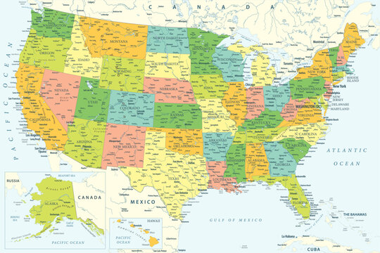 The United States Of America Map With Capitals And States - Infoupdate.org