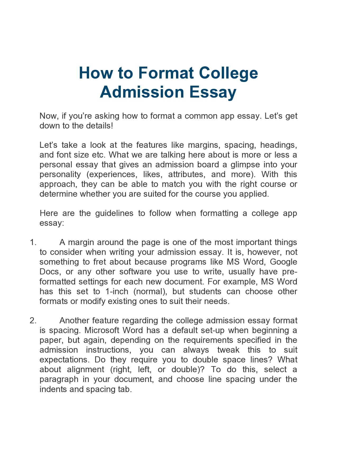 32 College Essay Format Templates & Examples - TemplateArchive