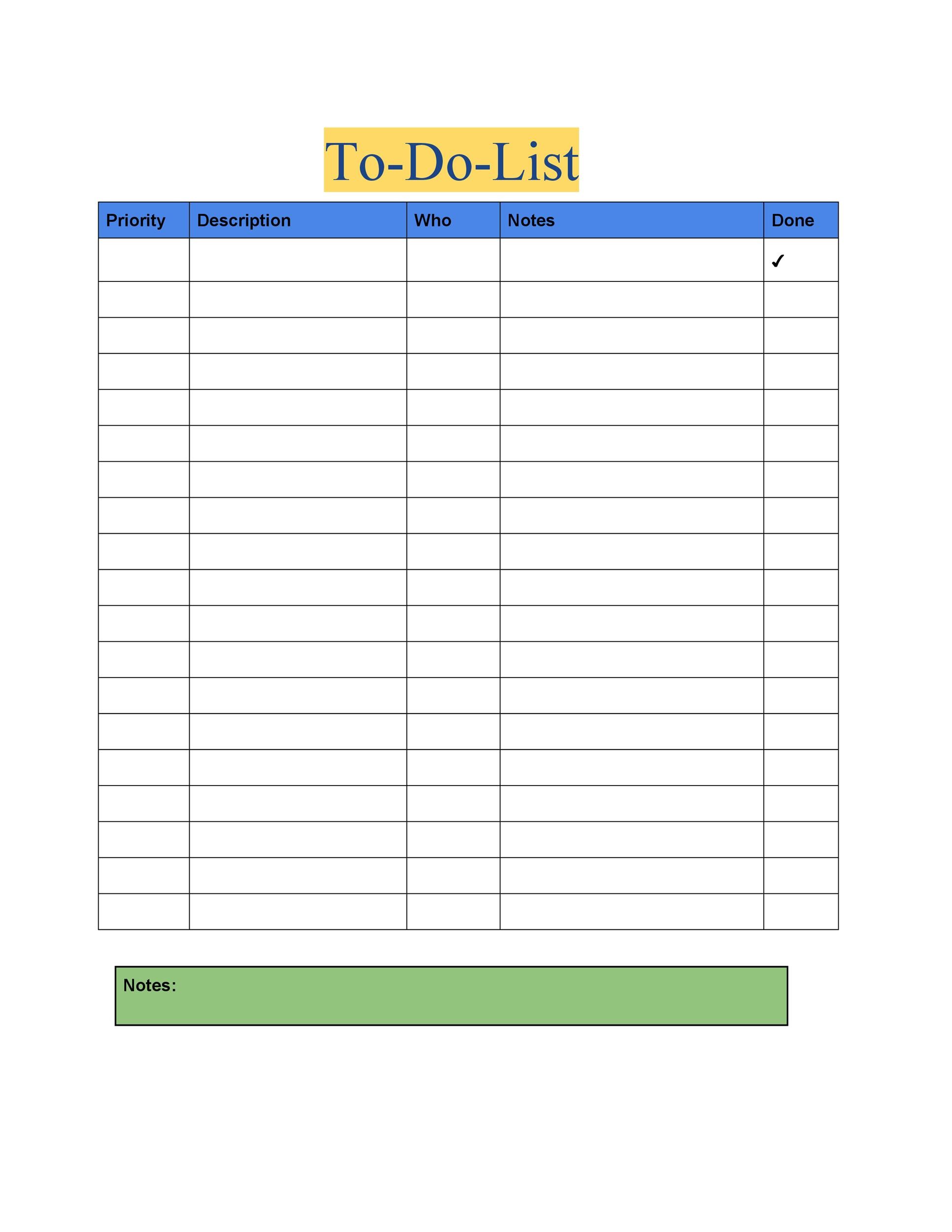 Printable List Templates