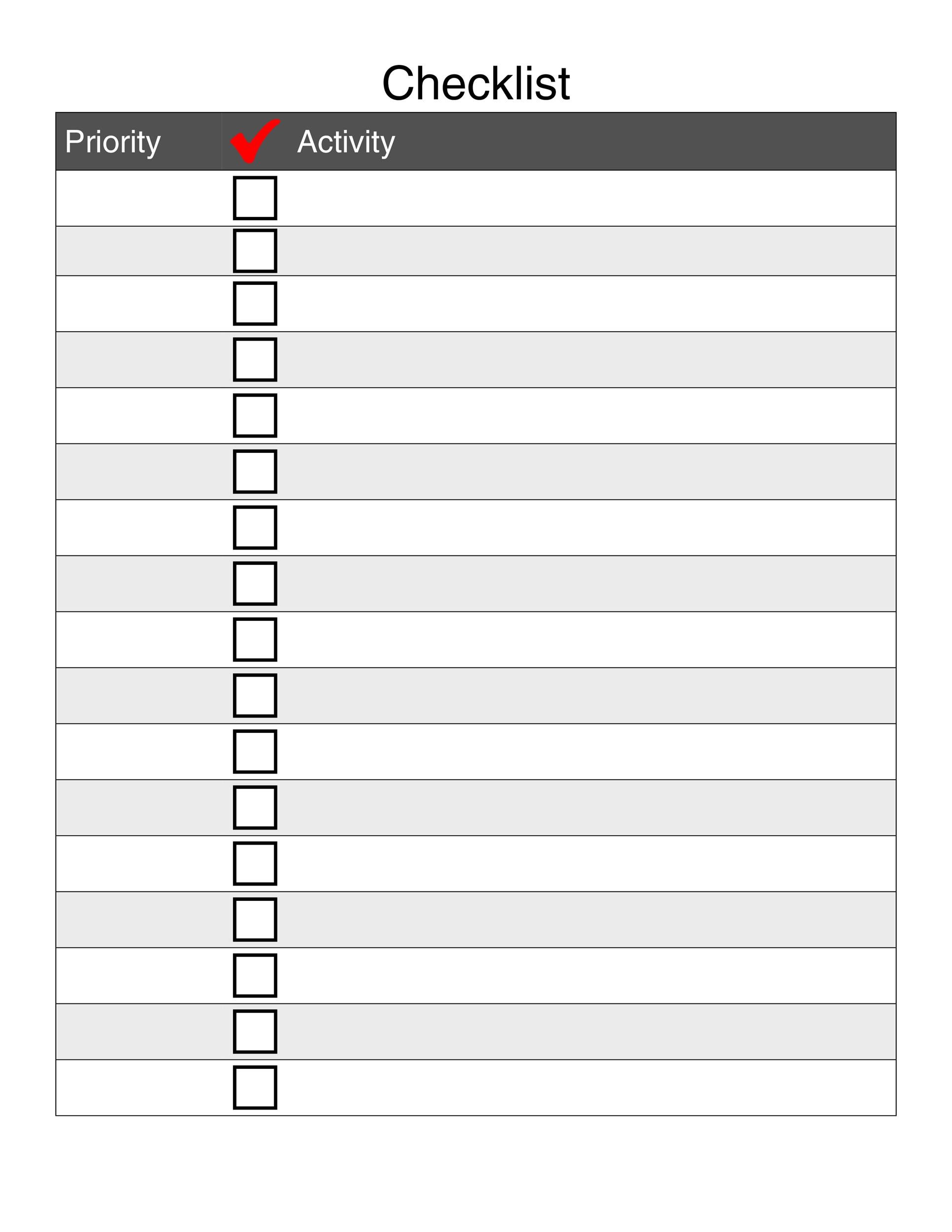 Blank Checklist Template Word| Blank Templates Ideas