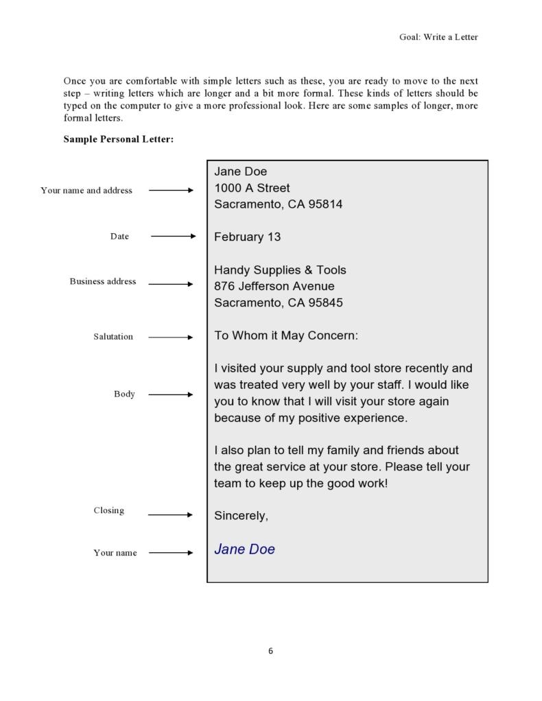 Personal Letter Template Word - Prntbl.concejomunicipaldechinu.gov.co
