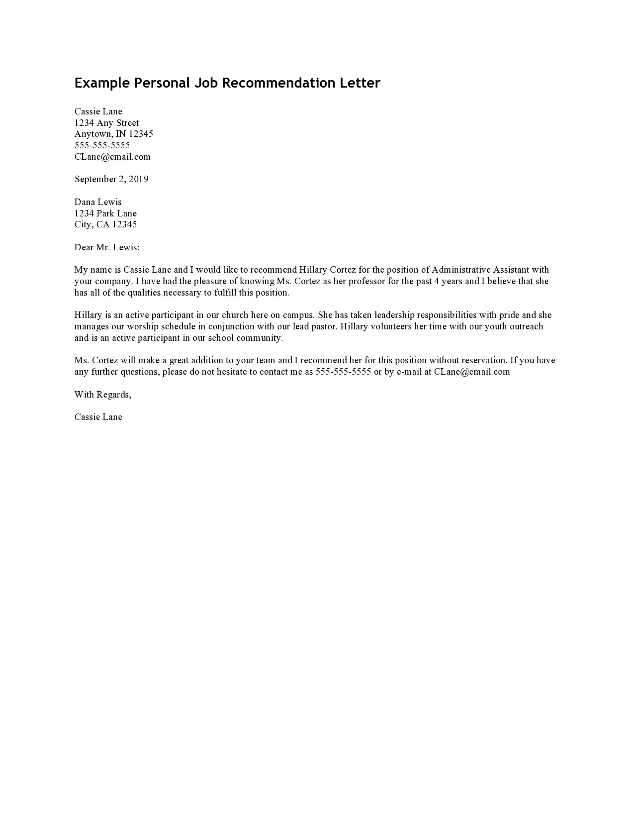 Personal Letter Template Word - Prntbl.concejomunicipaldechinu.gov.co