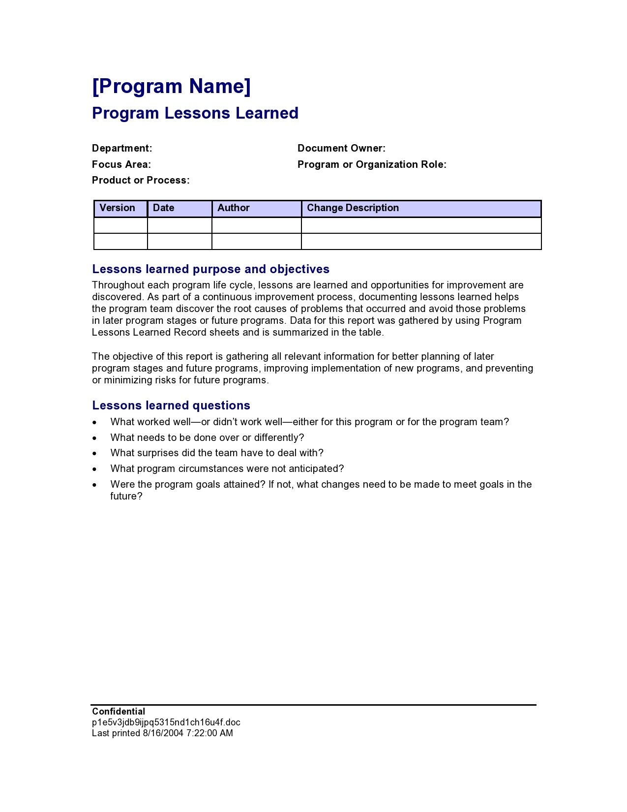48 Best Lessons Learned Templates [Excel, Word] ᐅ TemplateLab