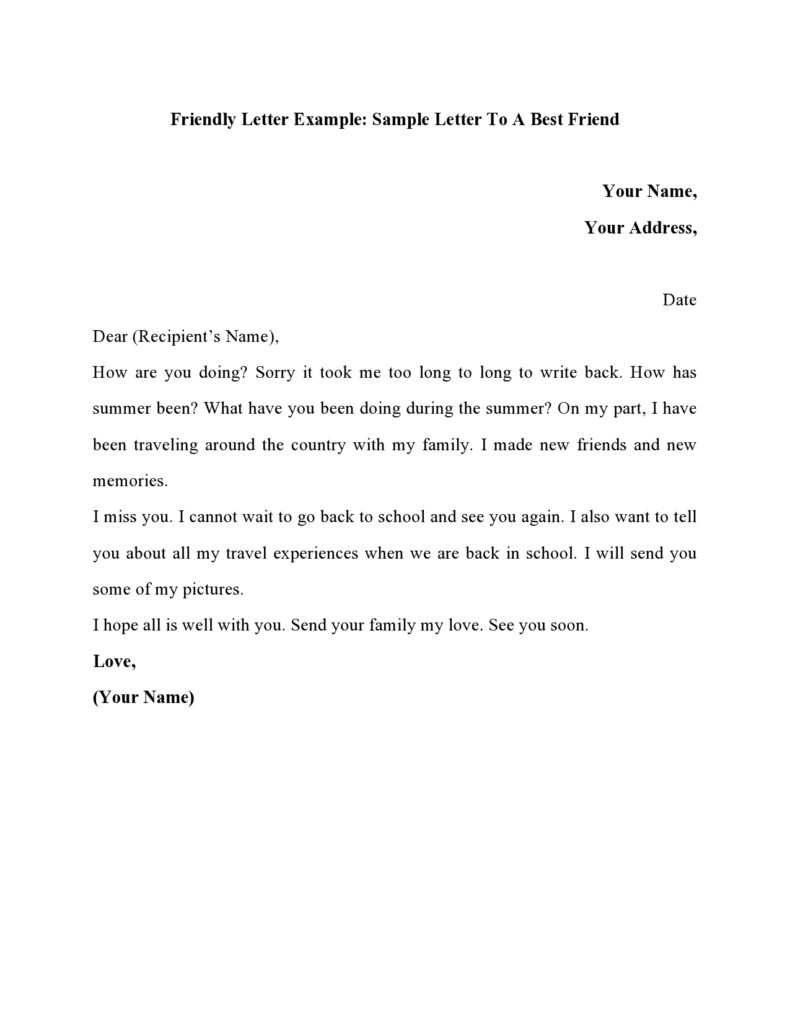 40 Best Friendly Letter Format Examples ᐅ TemplateLab