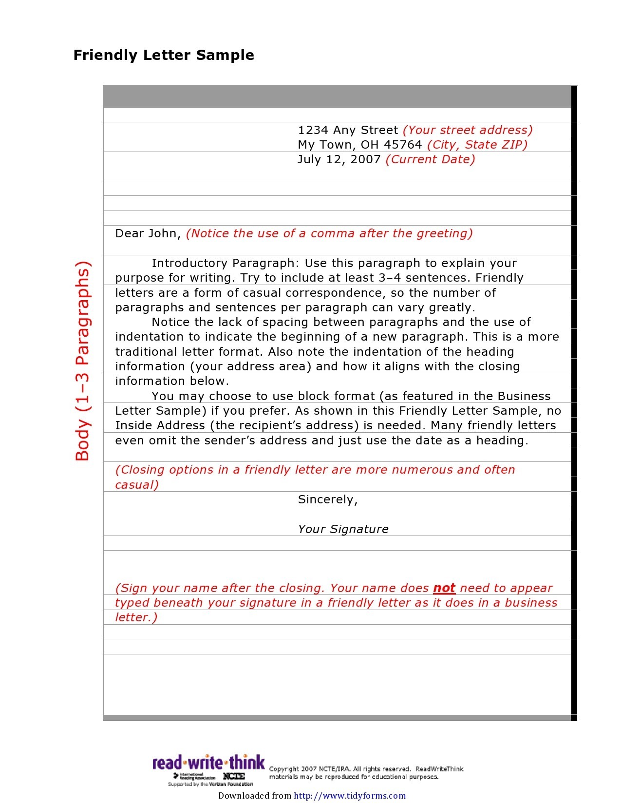 Friendly Letter Format Template Friendly Letter Lettering Cr