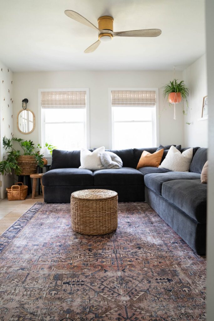 Small Cozy Living Room With Black Sofa Blushing Bungalow