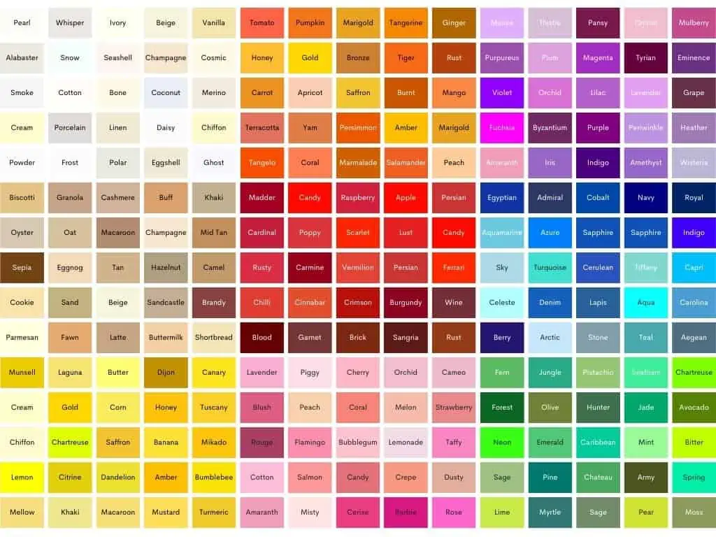Shades Of Purple Color Chart With Names