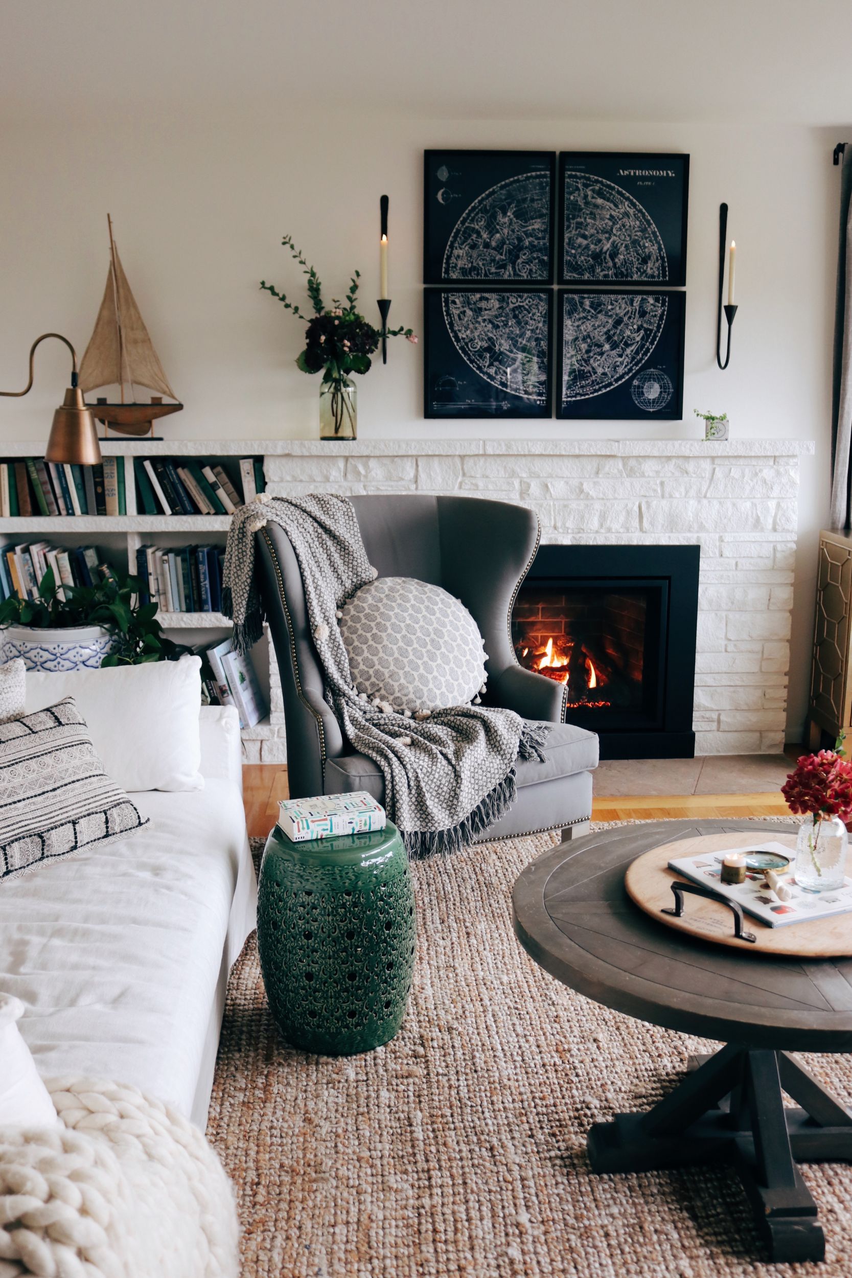 Cozy Living Room With Fireplace| Cabinets Matttroy