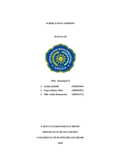 SYIRIK ZAMAN MODERN MAKALAH