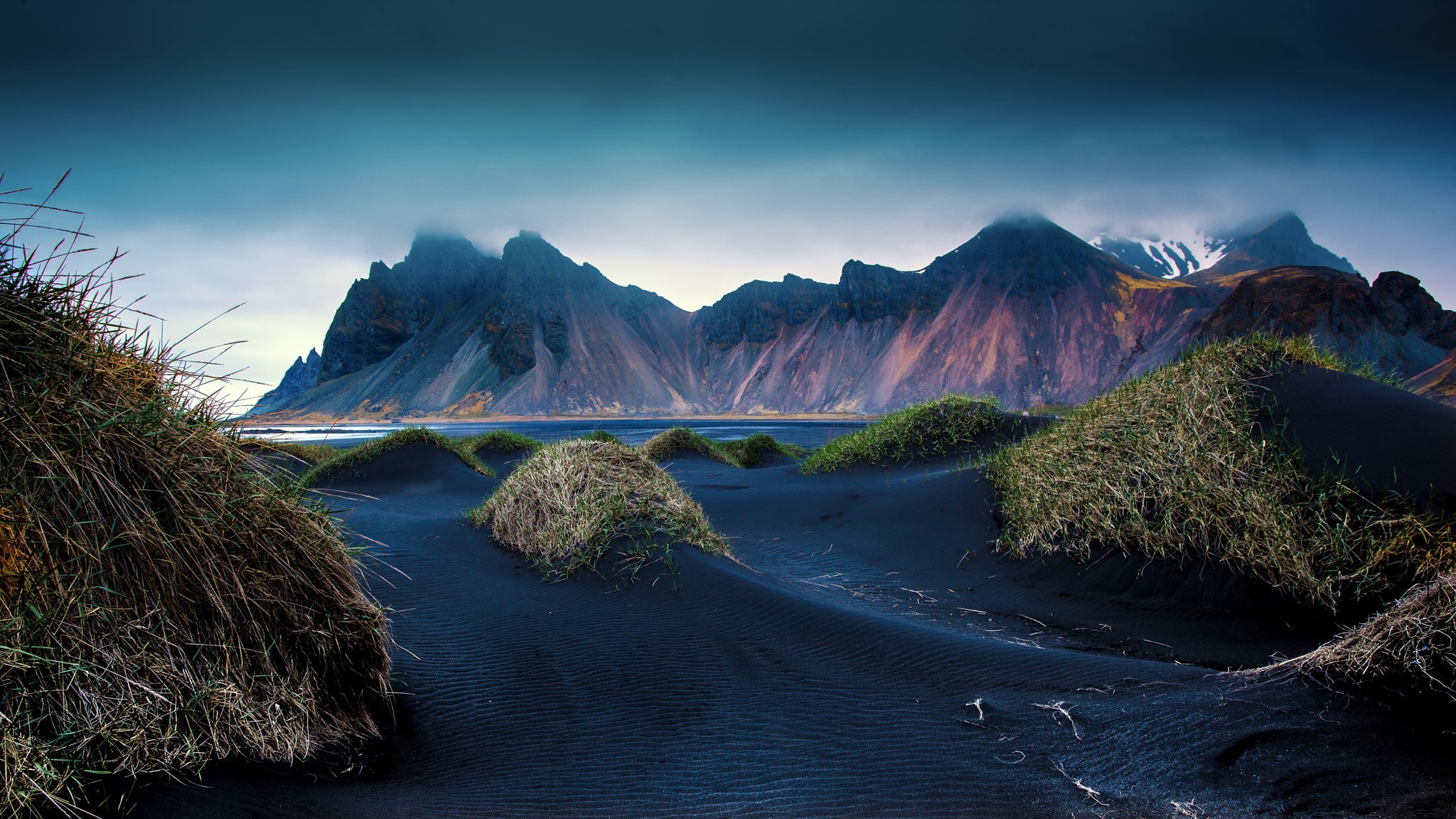 mountain, Beach, Black, Sand, Dune, Iceland, Cliff, Grass, Clouds, Landscape, Nature Wallpapers ...