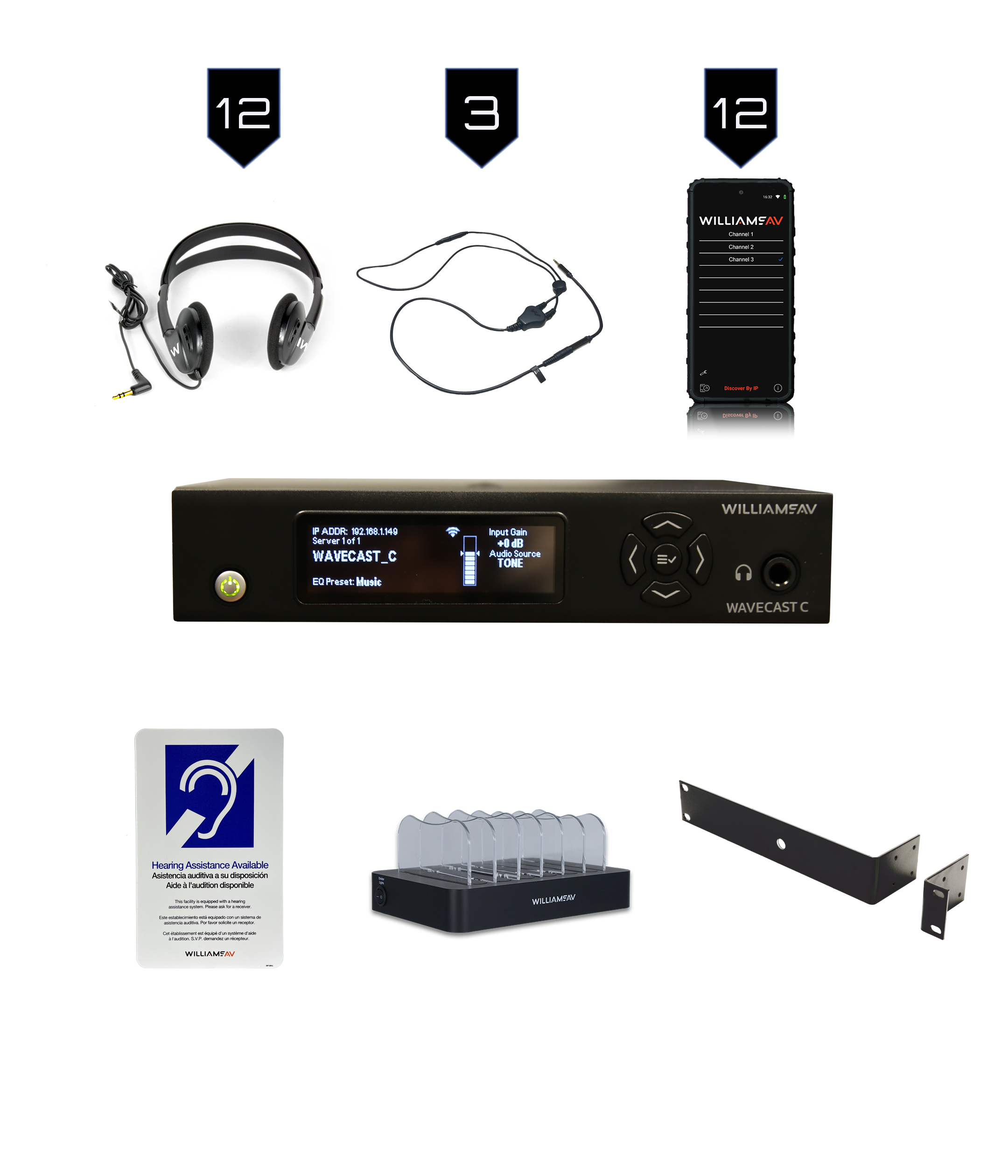 WaveCAST System With 12 WAV Pro Wi-Fi Receivers - Williams AV