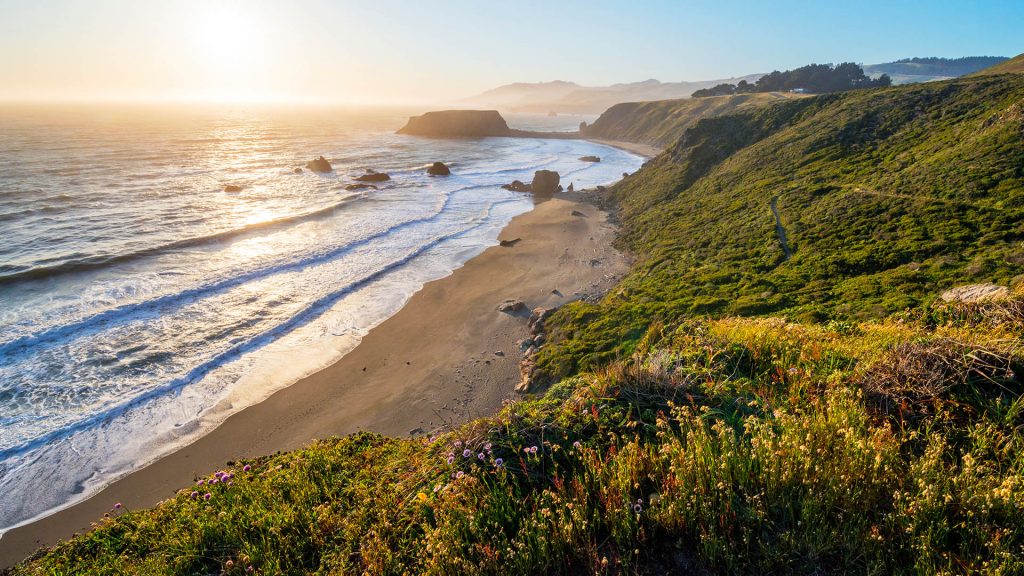 Sunset Over Blind Beach And Goat Rock In The Sonoma Coast State Park, California, USA| Windows...