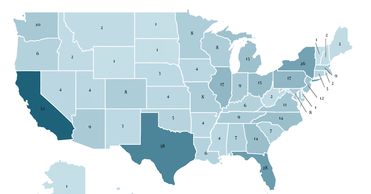 Number Of Representatives By State 2023 - Wisevoter
