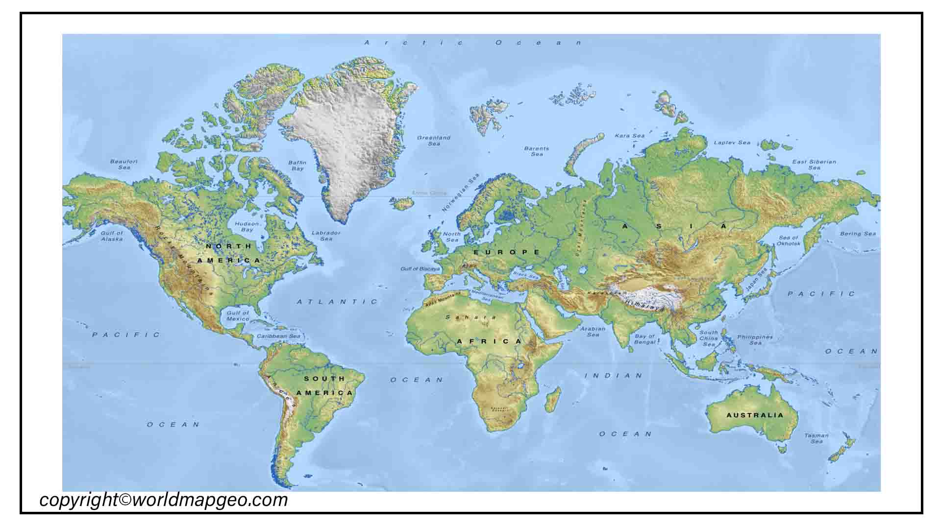 World Physical Map Outline