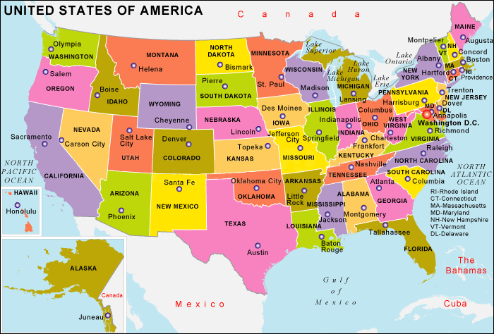 United State Map With Capitals