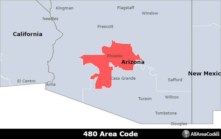 480 Area Code - Location Map, Time Zone, And Phone Lookup