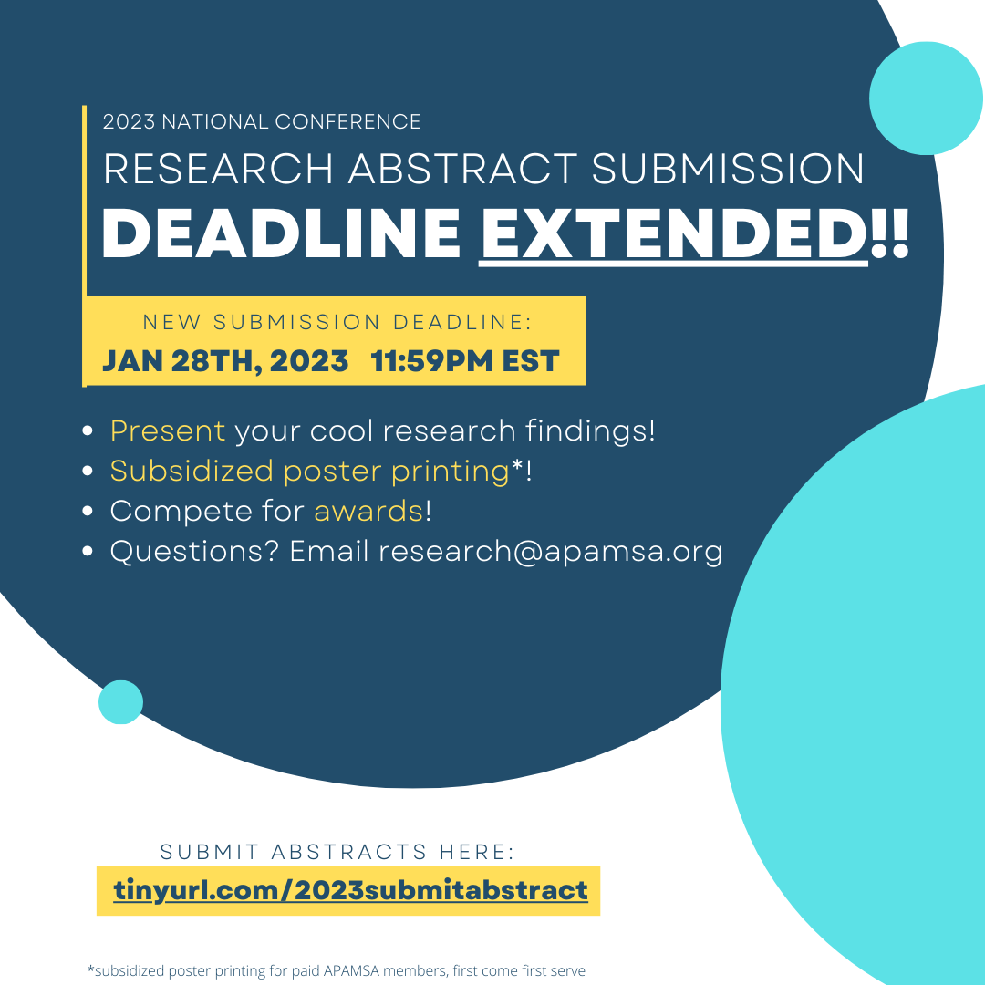 National Conference Research Abstract Submission Deadline Extended! – APAMSA