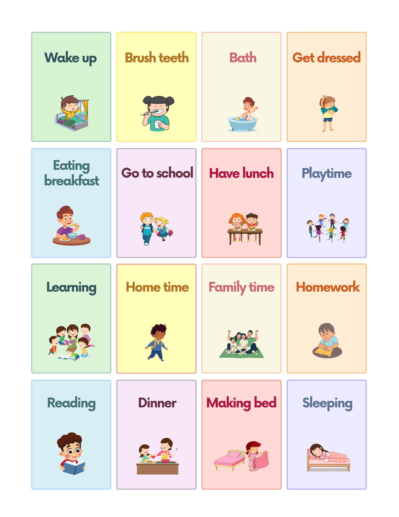 Daily Routine Flashcards At Sandra Raines Blog