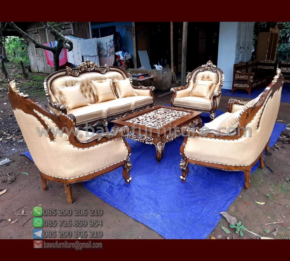 Sofa Tamu Jati Jepara Model Klasik Mewah| Bawu Furniture