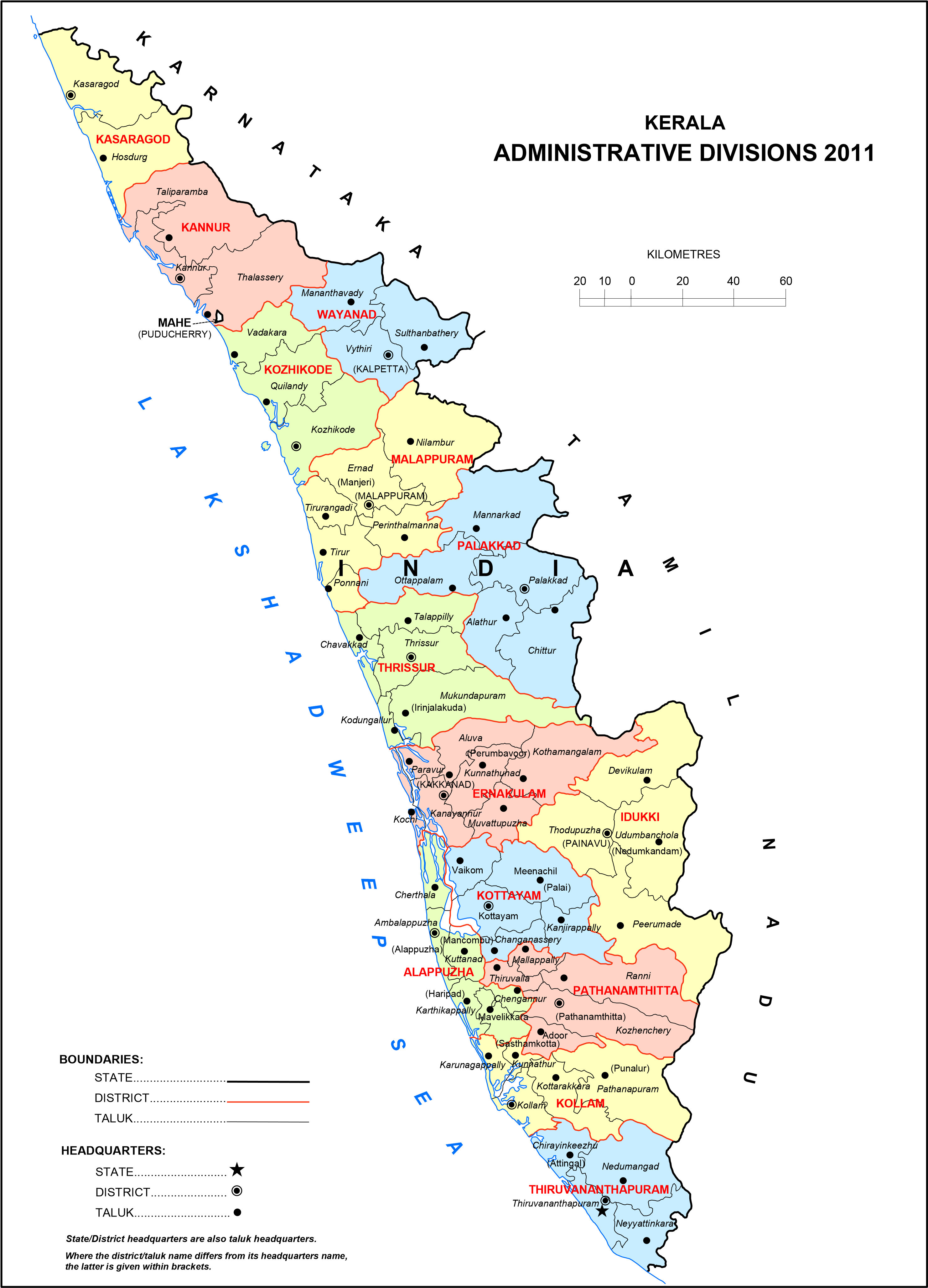 High Resolution Map Of Kerala [HD] - BragitOff.com