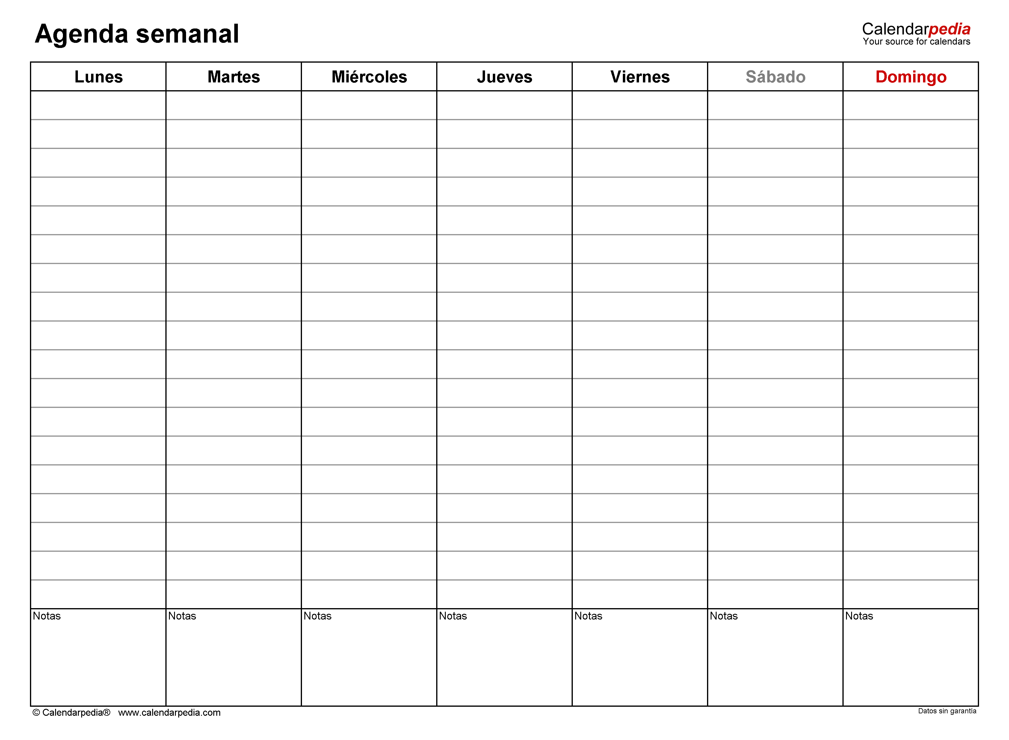 Plantilla De Planificador Semanal Plantilla De Calendario Semanal