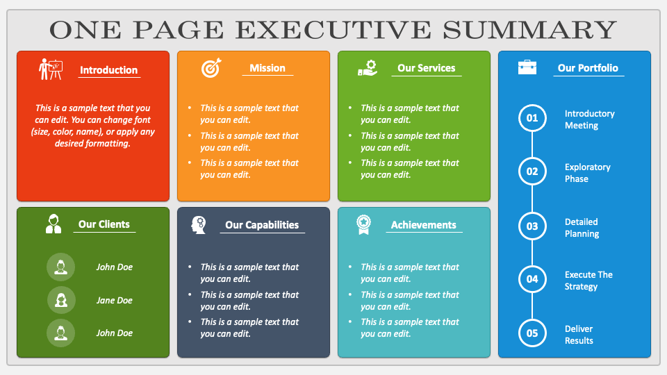 One Page Executive Summary PowerPoint And Google Slides Template - PPT Slides