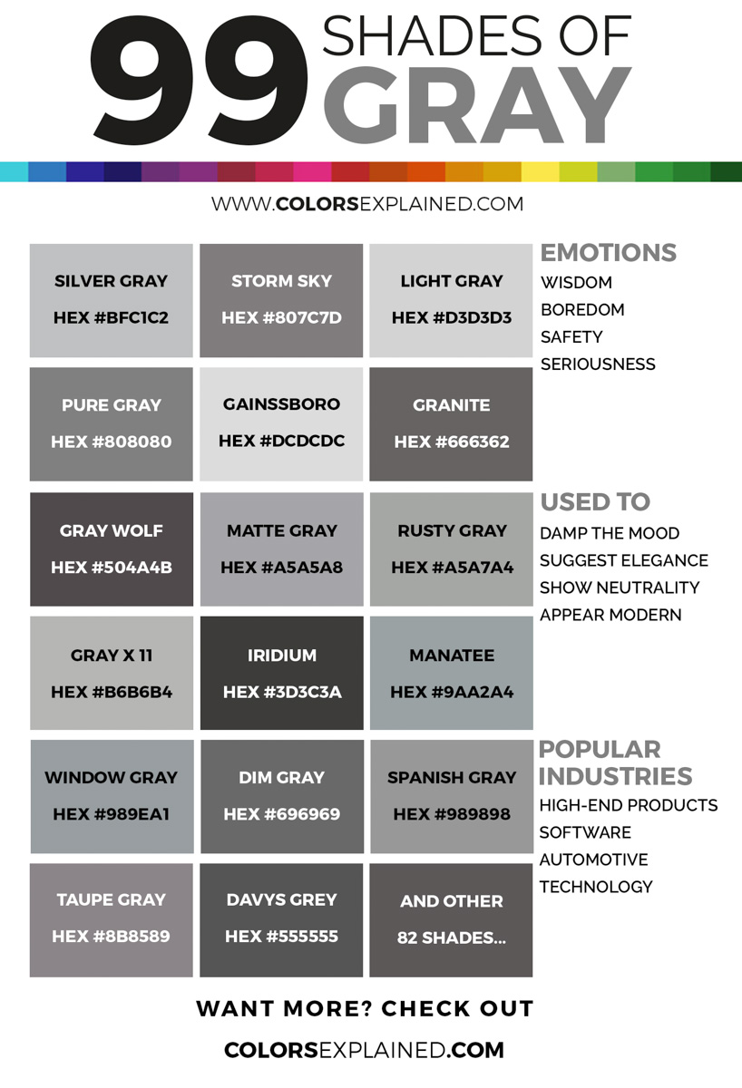 99 Shades of Gray Color With Names, HEX, RGB, & CMYK (2025)