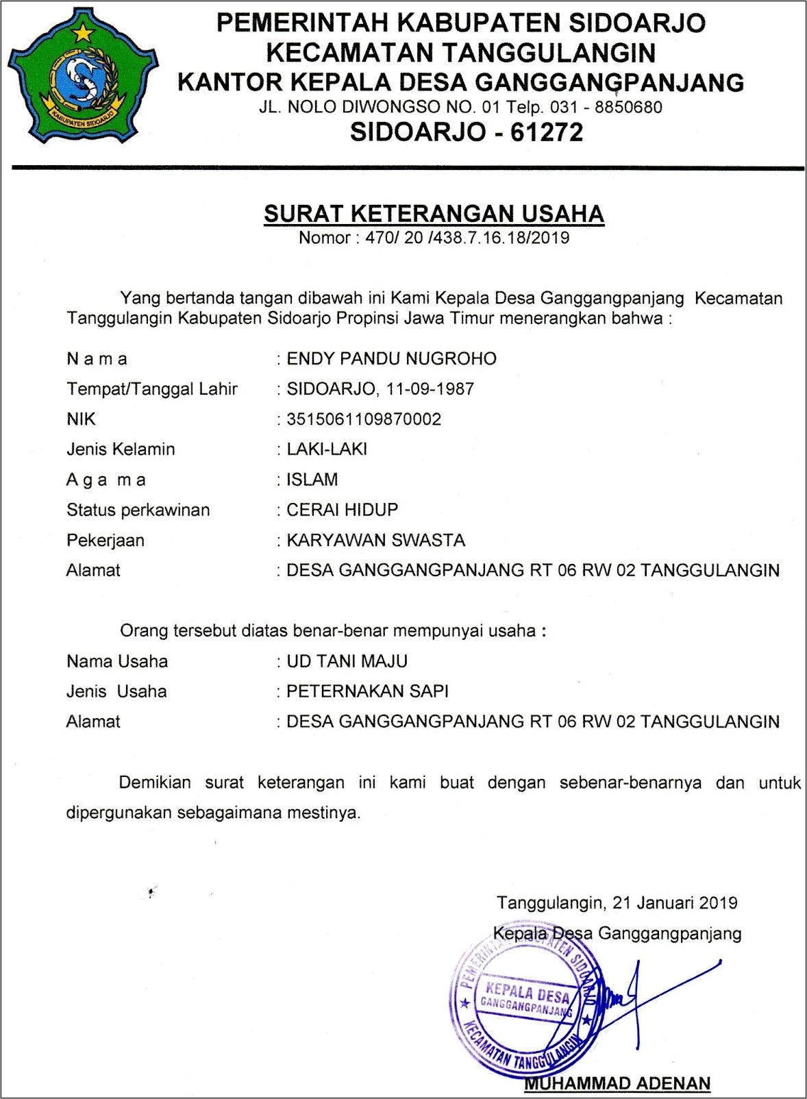 Surat Usaha Dari Desa - Homecare24