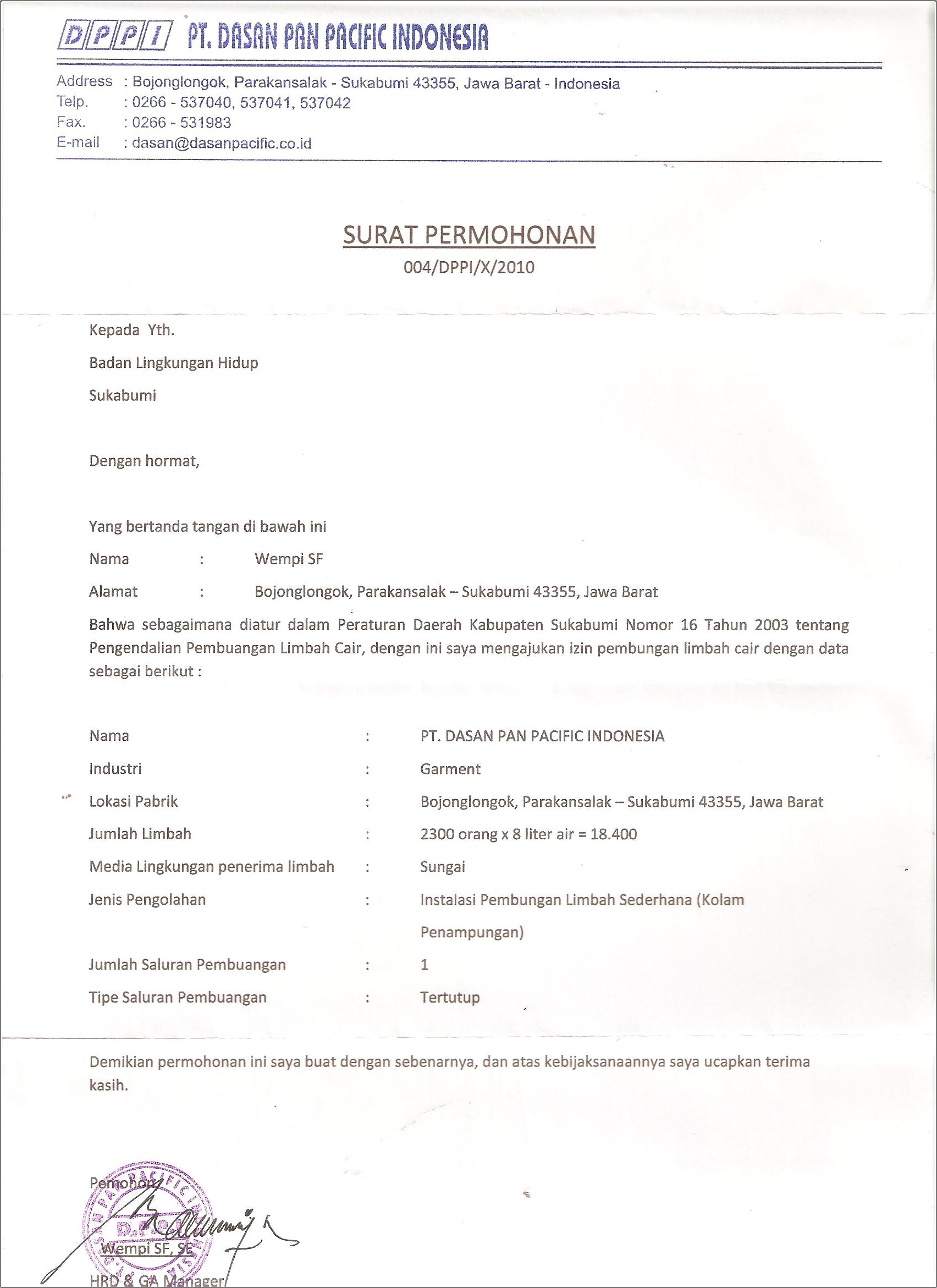 Contoh Surat Permohonan Perpanjangan Rekomendasi Penyimpanan Sementara Limbah B3 - Surat Lamaran...