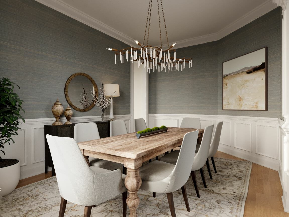Before & After: Warm Neutral Living Room & Dining Transformation - Decorilla Online Interior Design