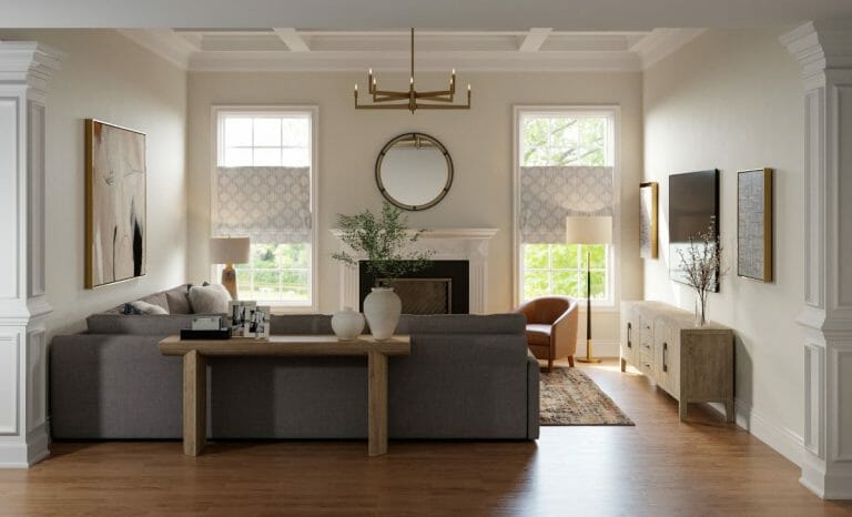 Before & After: Warm Neutral Living Room & Dining Transformation - Decorilla Online Interior Design