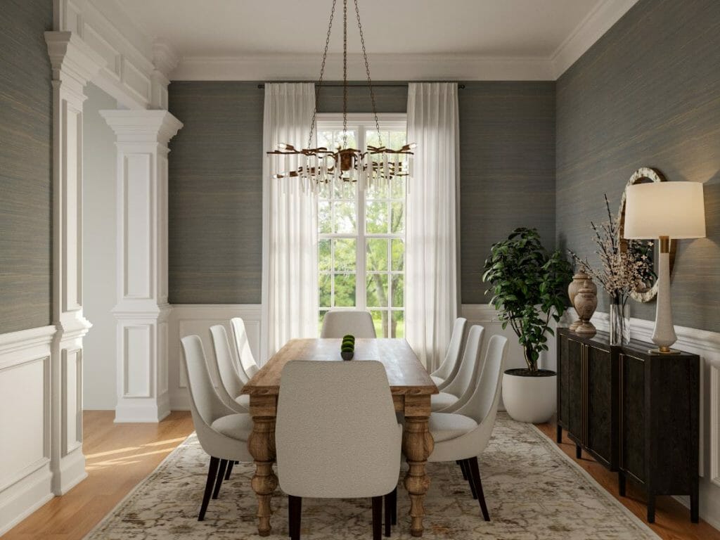 Before & After: Warm Neutral Living Room & Dining Transformation - Decorilla Online Interior Design