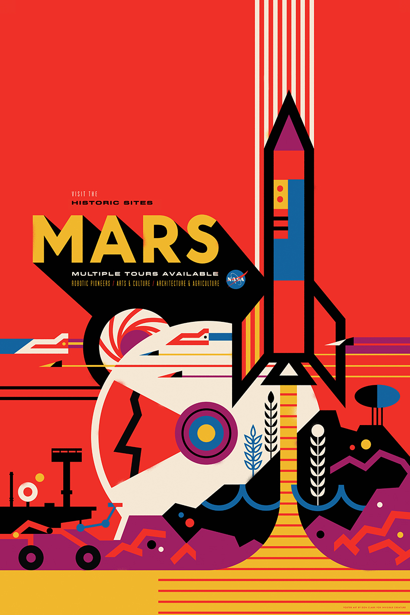 invisible creature promotes space tourism with retro posters for NASA
