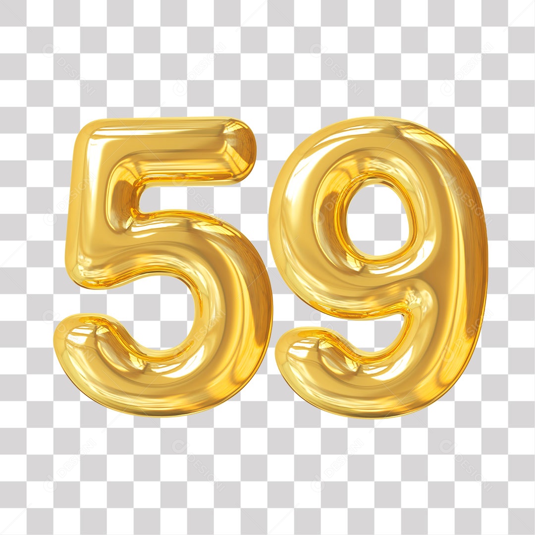 Elemento 3D Para Composição Número 59 Dourado PNG Transparente [download] - Designi