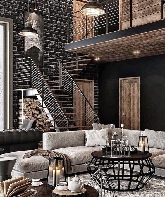 Industrial Brick Living Room