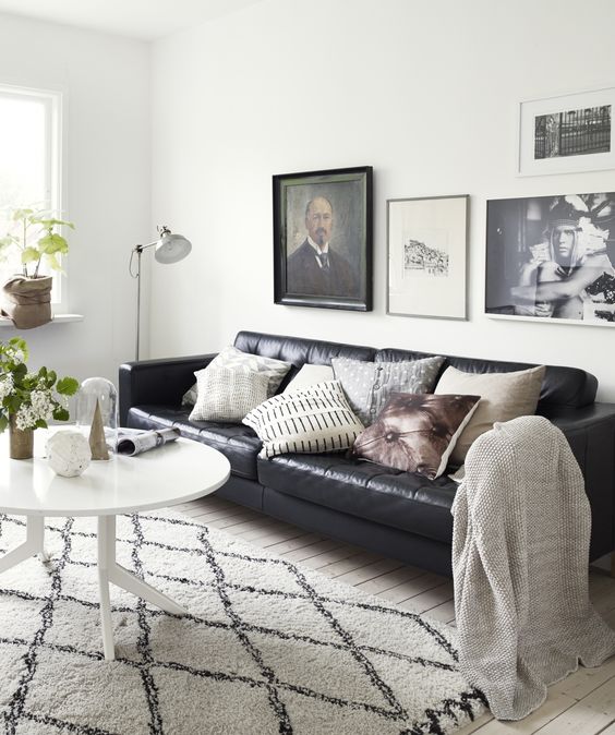 Living Room Design Ideas Black Leather Couch | Cabinets Matttroy