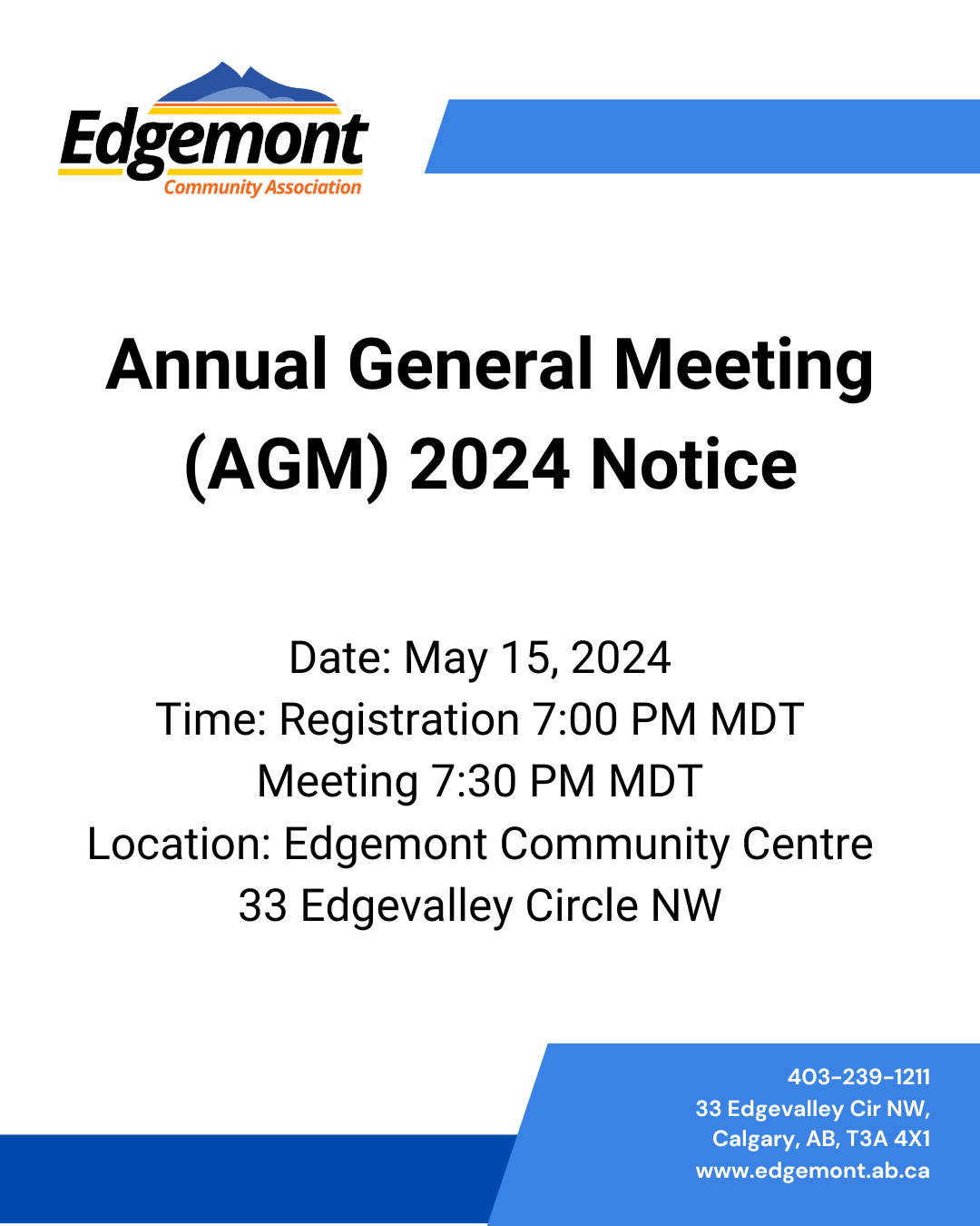 2024 AGM - May 15th| Edgemont Community Association