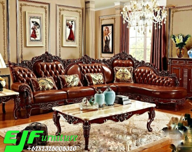 Sofa Tamu Sudut Jati Ukir Jepara Terbaru Mewah - Edy JayaFurniture - Edy JayaFurniture