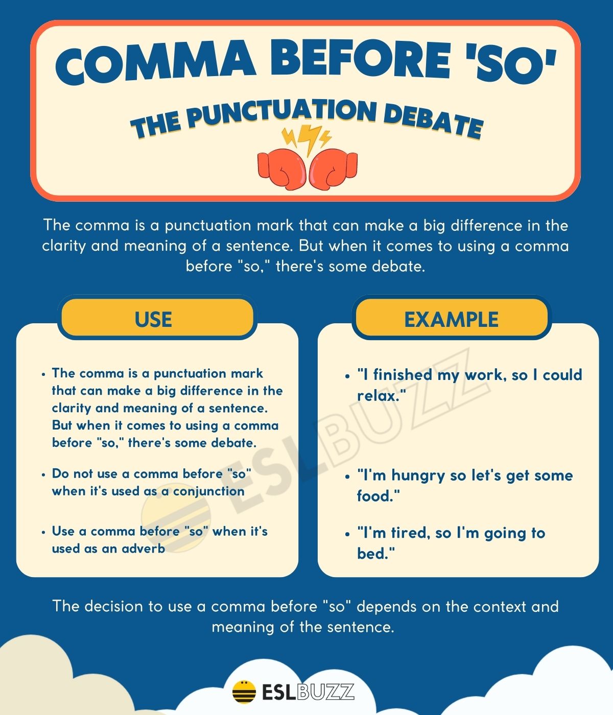 Comma Before So: Should You Use A Comma Before &#39;So&#39;? - ESLBUZZ