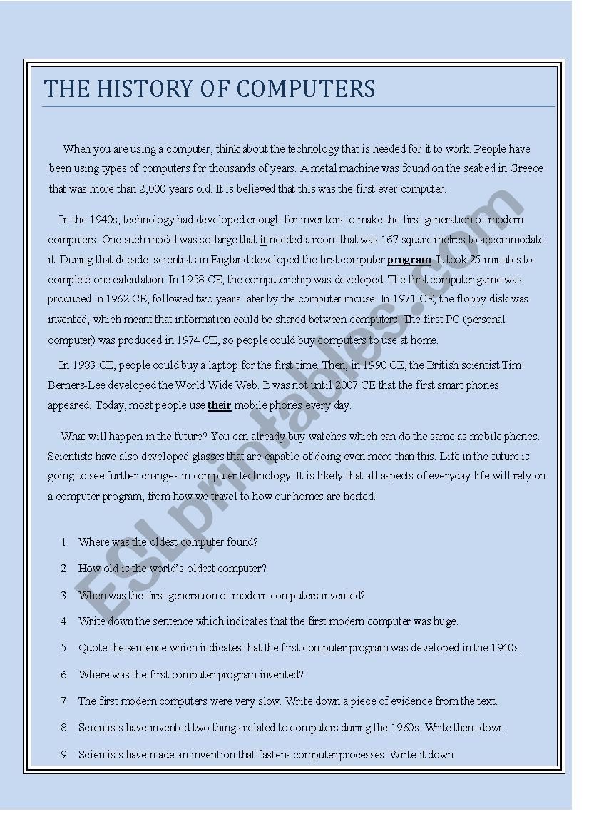 History Of Computer In English Essay | Sitedoct.org