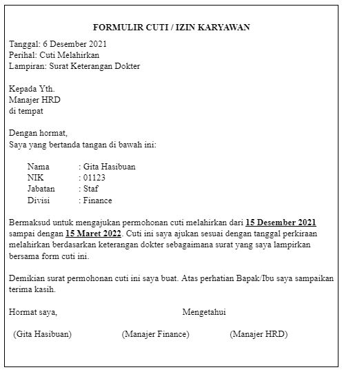 Contoh Surat Permohonan Izin Cuti Kerja In English Im - Vrogue.co